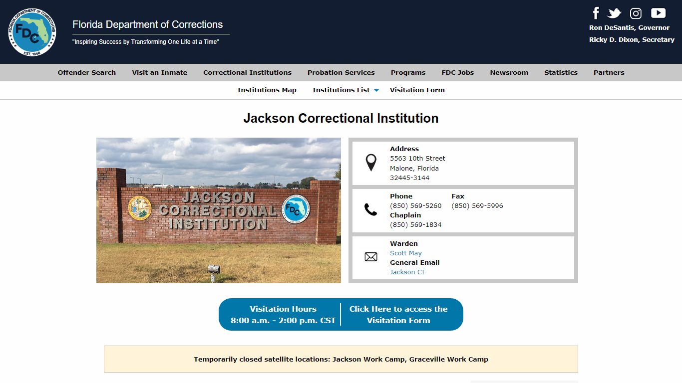 Jackson Correctional Institution -- Florida Department of Corrections